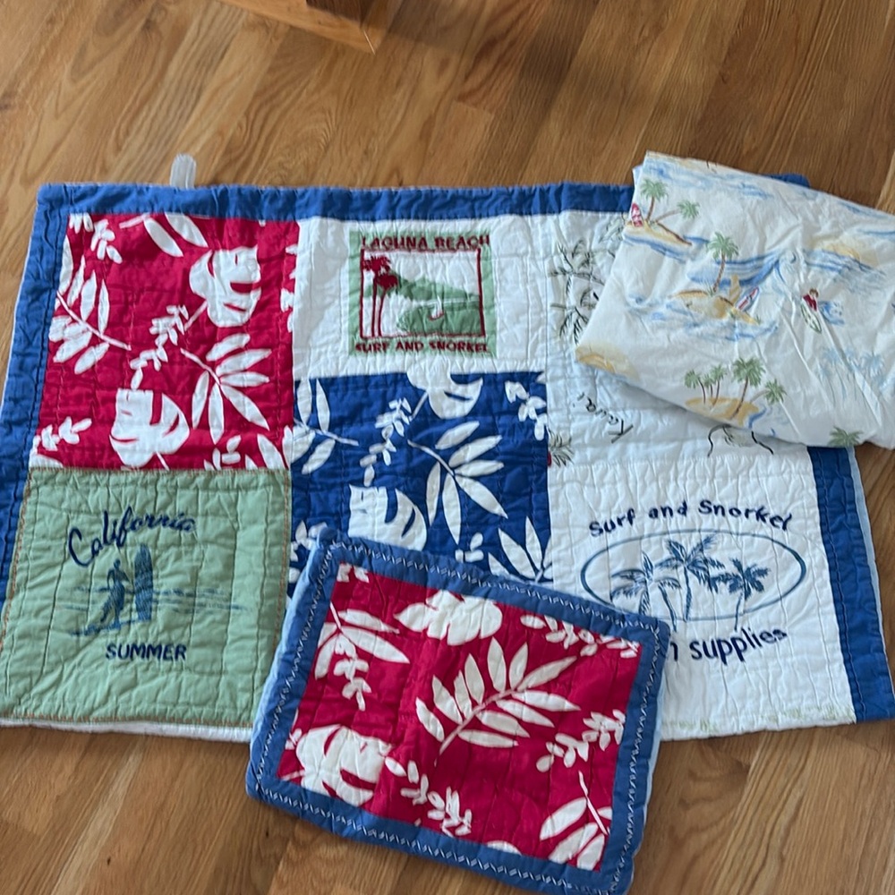 Pottery Barn Crib Size Quilt, Pillow Case and Sheet